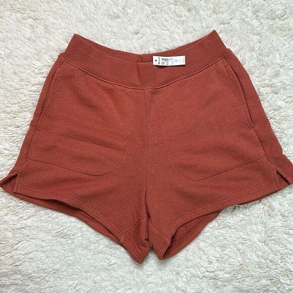 NWT Madewell AiryTerry MWL Sitched Pocket Shorts in Rust in Size XS - Picture 1 of 7